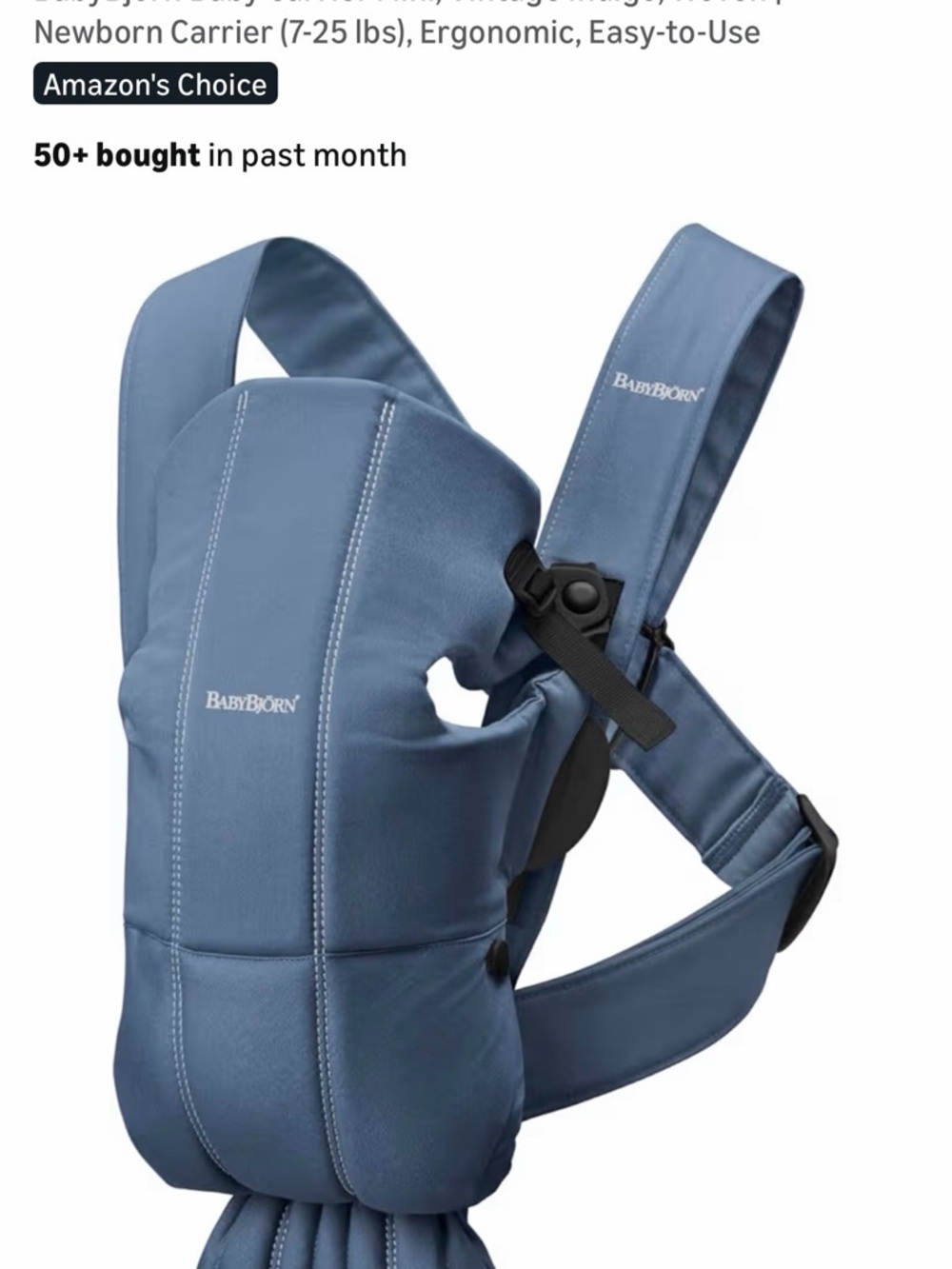 BabyBjörn Carrier Mini *basically new!* Vintage Blue Indigo, Woven